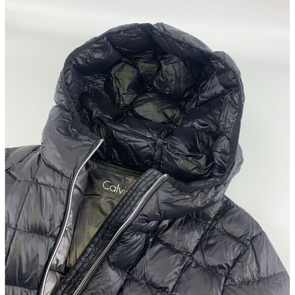 BOGO Calvin Klein Packable Lightweight Premium Down Jacket Hooded Black Puffer M - Picture 7 of 14